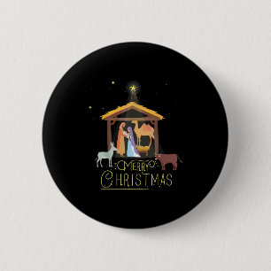 Merry Christmas - Nativity Scene North Star - Baby Button
