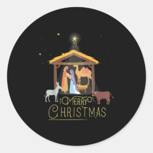 Merry Christmas - Nativity Scene North Star - Baby Classic Round Sticker