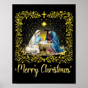Merry Christmas Nativity Scene North Star Baby Jes Poster