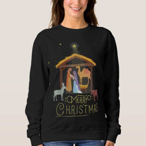 Merry Christmas _ Nativity Scene North Star _ Baby Sweatshirt