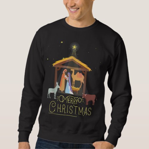 Merry Christmas _ Nativity Scene North Star _ Baby Sweatshirt