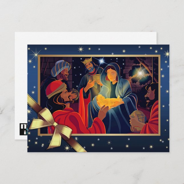 Merry Christmas. Nativity Scene Postcards (Front/Back)