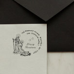 Merry Christmas Nativity Scene Return Address Self-inking Stamp<br><div class="desc">This beautiful Christmas address stamp features a tender vintage art Nativity scene (Holy Family) and the Bethlehem Star shining above ´´Merry Christmas´´ greeting in whimsical script, with your address and family name in the semicircle. The address and your family name are written in simple font. Personalize this design by clicking...</div>