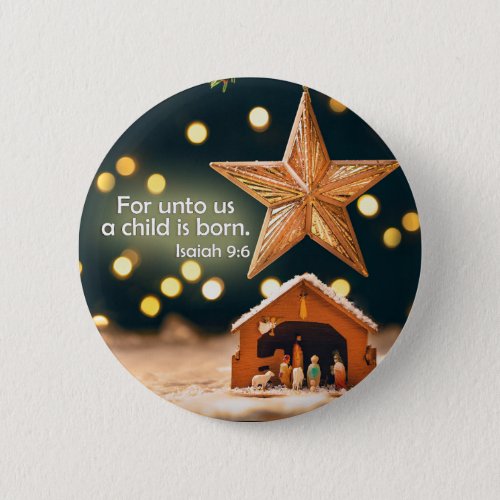 Merry Christmas Nativity Scene Under Star Button