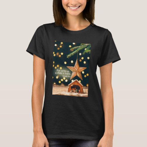 Merry Christmas Nativity Scene Under Star T_Shirt