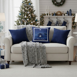 Merry Christmas Nativity Throw Pillow