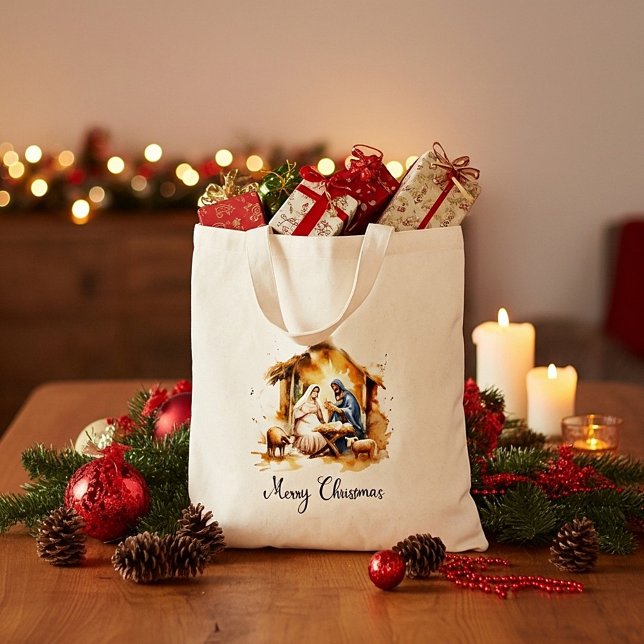 Merry Christmas Nativity Tote Bag (Creator Uploaded)