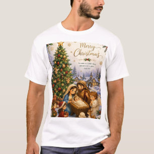 Merry Christmas Nativity Tree T-Shirt 
