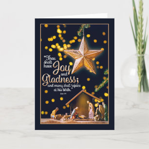 Merry Christmas Nativity Under Tree Scripture Holiday Card