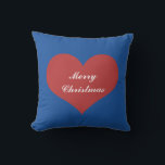 Merry Christmas Nautical Blue White Red Heart Cute Outdoor Pillow<br><div class="desc">Printed with big red heart pattern with "Merry Christmas" message in red,  blue,  white colors! Great for home decor,  party favors or gifts.</div>