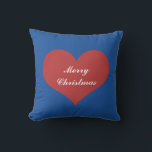 Merry Christmas Nautical Blue White Red Heart Cute Outdoor Pillow<br><div class="desc">Printed with big red heart pattern with "Merry Christmas" message in red,  blue,  white colors! Great for home decor,  party favors or gifts.</div>