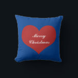Merry Christmas Nautical Blue White Red Heart Cute Throw Pillow<br><div class="desc">Printed with big red heart pattern with "Merry Christmas" message in red,  blue,  white colors! Great for home decor,  party favors or gifts.</div>