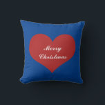 Merry Christmas Nautical Blue White Red Heart Cute Throw Pillow<br><div class="desc">Printed with big red heart pattern with "Merry Christmas" message in red,  blue,  white colors! Great for home decor,  party favors or gifts.</div>