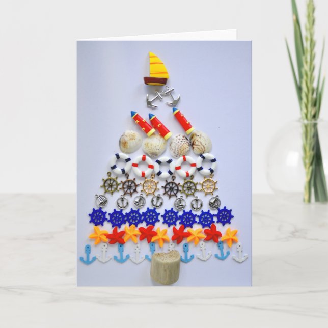Merry Christmas - Nautical Christmas Tree Card (Front)