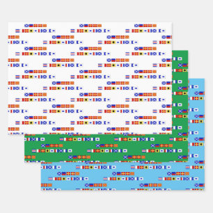 Merry Christmas Nautical Signal Flag DIY BG Colors Wrapping Paper Sheets