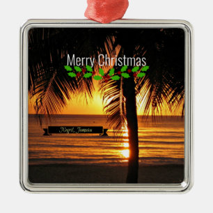 Merry Christmas, Negril, Jamaica, Metal Ornament