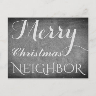 Merry Christmas Neighbor Chalkboard Typography Holiday Postcard