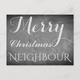 Merry Christmas Neighbor Chalkboard Typography Holiday Postcard