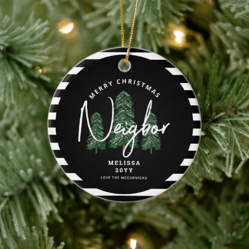 Merry Christmas Neighbor Personalized Custom Ceramic Ornament