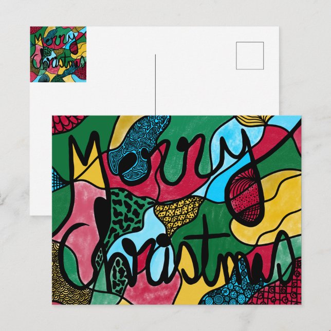 MERRY CHRISTMAS NEUROGRAPHIC & BLACK LINE  POSTCARD (Front/Back)
