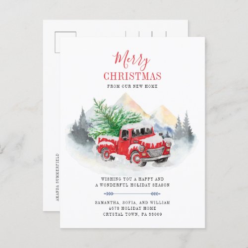 Merry Christmas New Address Holiday Moving Announcement Postcard