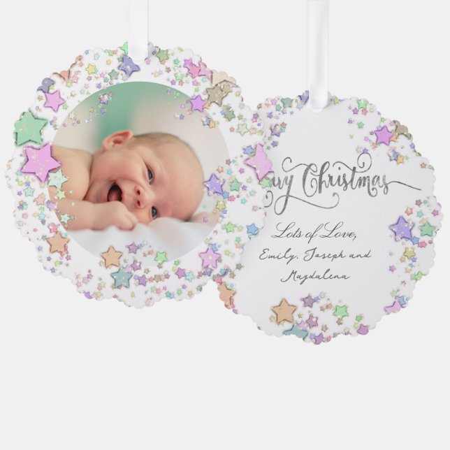 Merry Christmas new baby Ornament Card (Front/Back)