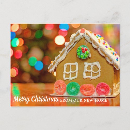 Merry Christmas New Home Address Gingerbread House Postcard