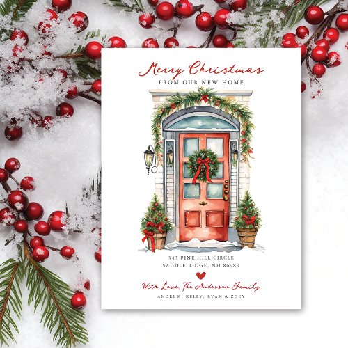 Merry Christmas New Home Door Moving  Announcement Postcard