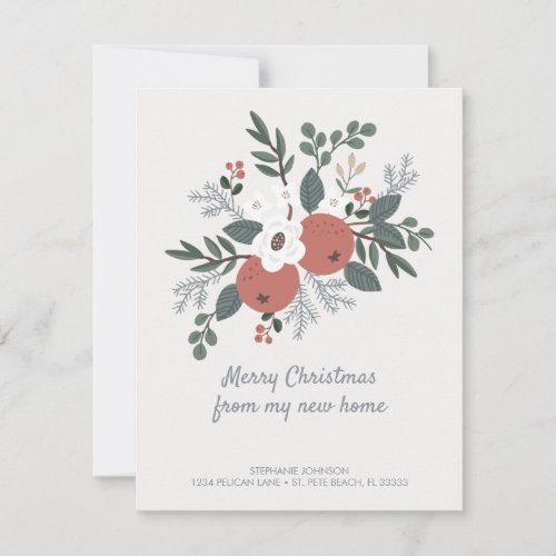 Merry Christmas New Home Floral Folk Art Moving Announcement