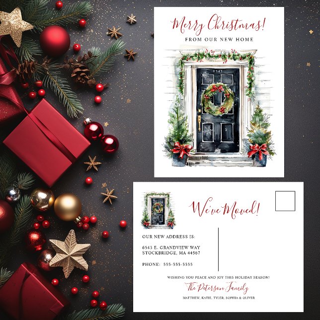 Merry Christmas New Home Front Door Moving Announcement Postcard (Creator Uploaded)