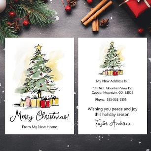 Merry Christmas New Home Modern Christmas Tree Announcement