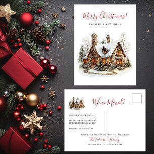 Merry Christmas New Home Moving Announcement Postcard