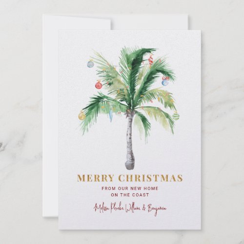 Merry Christmas New Home Palm Tree Moving Holiday Card