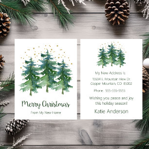 Merry Christmas New Home Pine Trees Announcement
