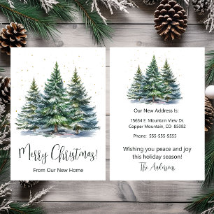 Merry Christmas New Home Pine Trees Announcement