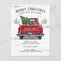 Merry Christmas New Home Vintage Red Truck Moving