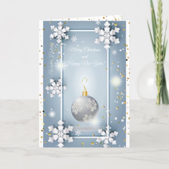 Merry Christmas & New Year! 2020 Silver Luxury Holiday Card | 0