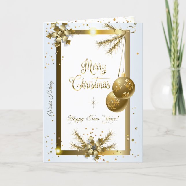 Merry Christmas & New Year! 2023 Gold Luxury Holiday Card (Front)