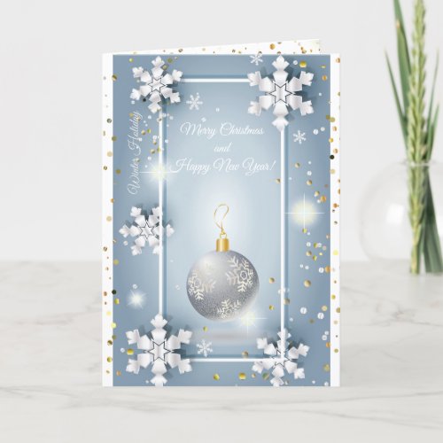 Merry Christmas  New Year 2023 Silver Luxury Holiday Card