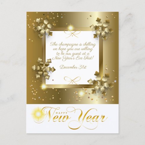 Merry Christmas  New Year 2024 Gold Luxury Holiday Postcard