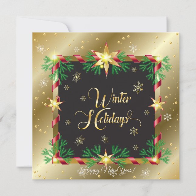 Merry Christmas & New Year! 2025 Gold Luxury Holiday Card (Front)
