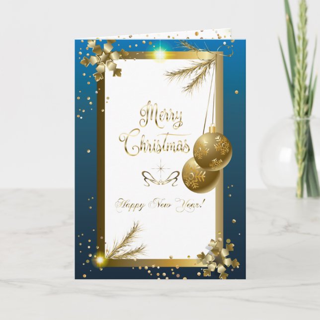 Merry Christmas & New Year! 2025 Gold Luxury Holiday Card (Front)