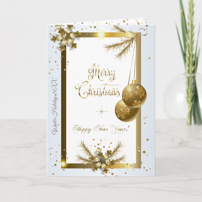 Merry Christmas & New Year! 2025 Gold Luxury Holiday Card (Front)