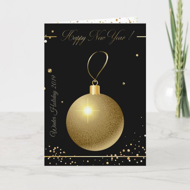 Merry Christmas & New Year! 20XX Gold Luxury Holiday Card (Front)