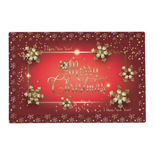 Merry Christmas & New Year! 20XX Gold Luxury Placemat (Front)