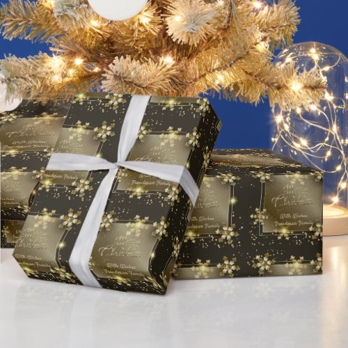 Merry Christmas  New Year 20XX Gold Snow Luxury Wrapping Paper