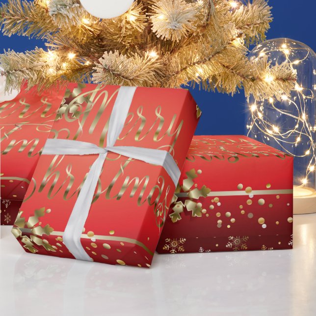 Merry Christmas & New Year! 20XX Gold Snow Luxury Wrapping Paper (Holidays)