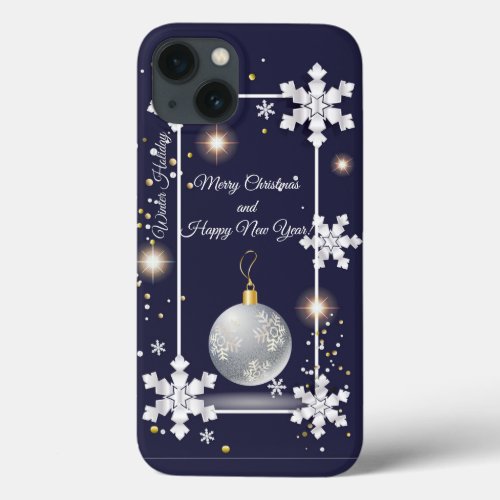Merry Christmas  New Year 20XX Silver Luxury Hol iPhone 13 Case