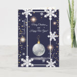 Merry Christmas & New Year! 20XX Silver Luxury Holiday Card<br><div class="desc">Merry Christmas & Happy New Year! 20XX XMAS Luxury Invitation & Greeting Card decorated with Christmas magic symbols, White and Silver Foil paper simulated of the 3D texture (craft, paper cutting). Winter Holiday gifts elements pattern, silver and gold foil confetti, Christmas ball, sparkles, snowflakes, Christmas stars and more festive Handmade...</div>