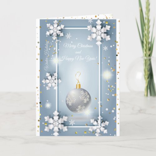 Merry Christmas  New Year 20XX Silver Luxury Holiday Card